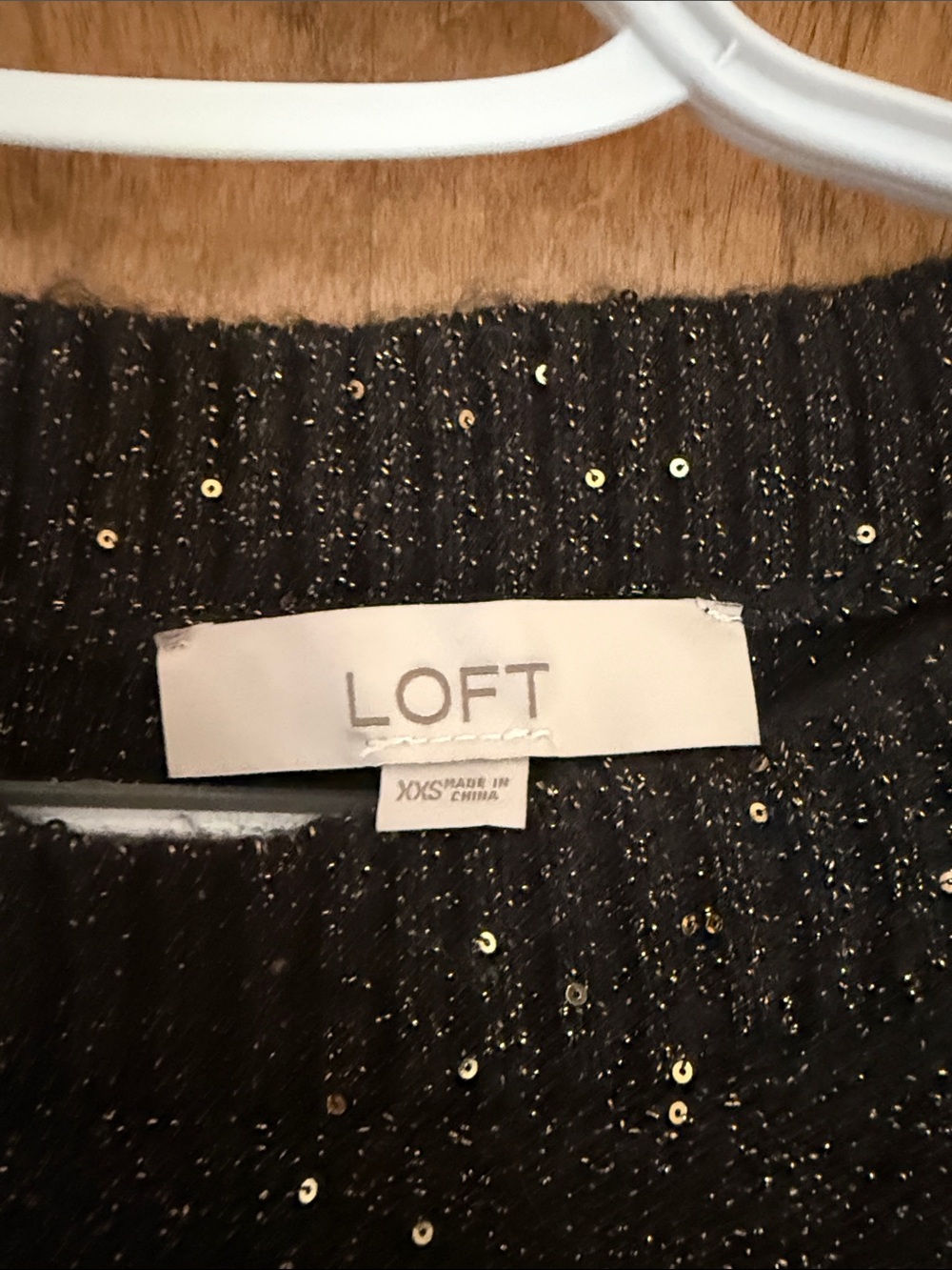 NWOT Loft Black Metallic Sequin Crewneck Sweater - Picture 2 of 4